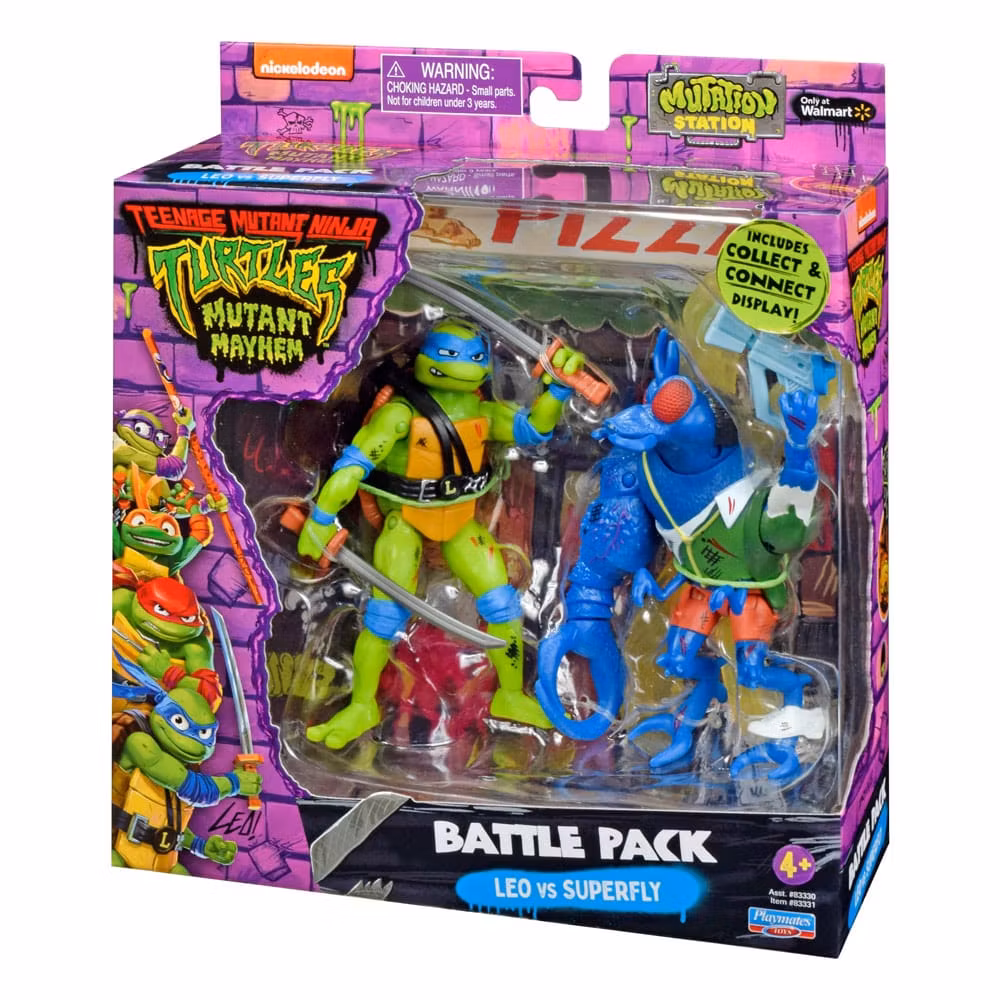 Teenage Mutant Ninja Turtles Action Figures Battle pack Leonardo vs. Super Fly 11 cm