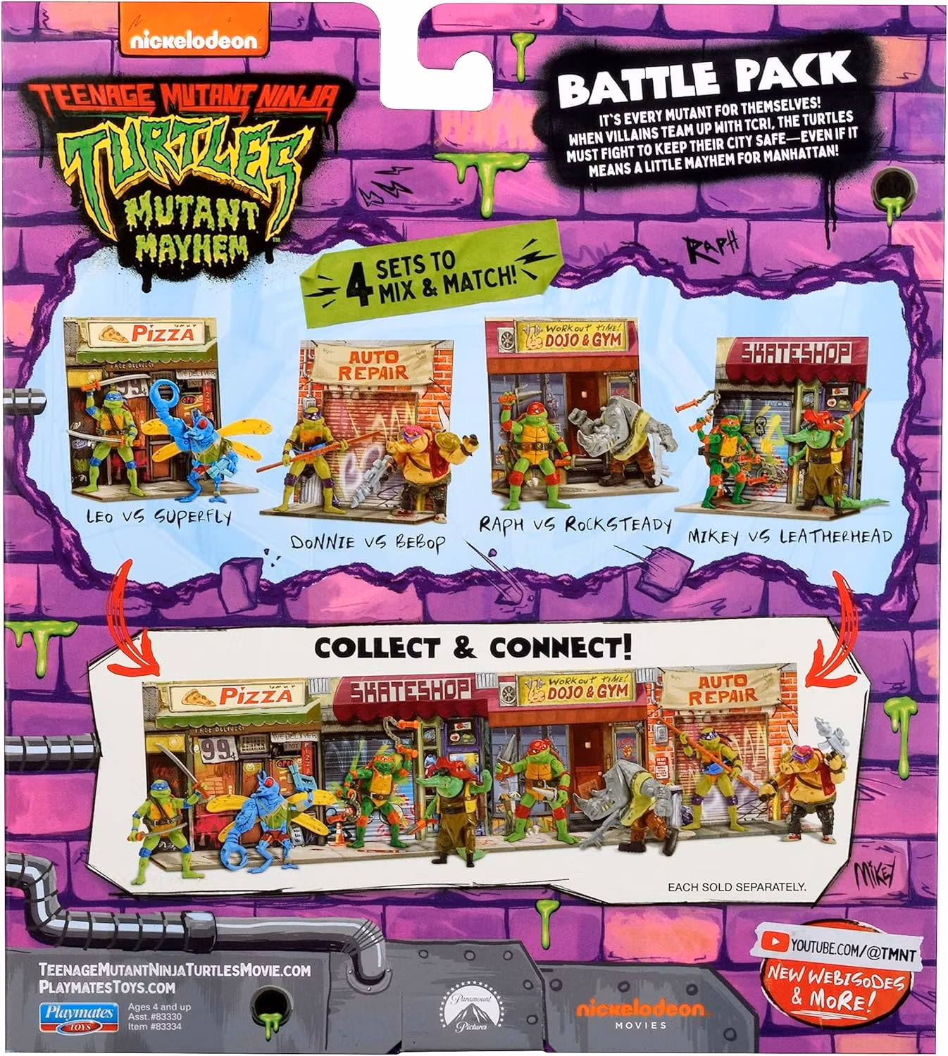 Teenage Mutant Ninja Turtles Action Figures Battle pack Raphael vs. Rocksteady 11 cm