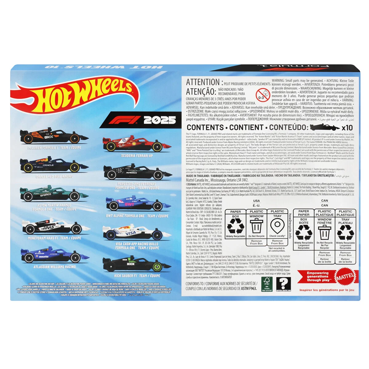 10-Pack F-1 Racing Hot Wheels 1:64