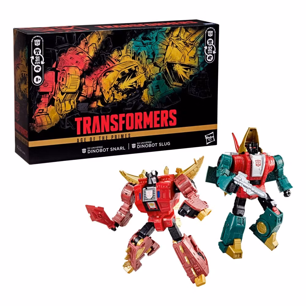 Transformers Age of the Primes Leader Class Action Figure G2 Universe Dinobots Snarl & Slug 19 cm