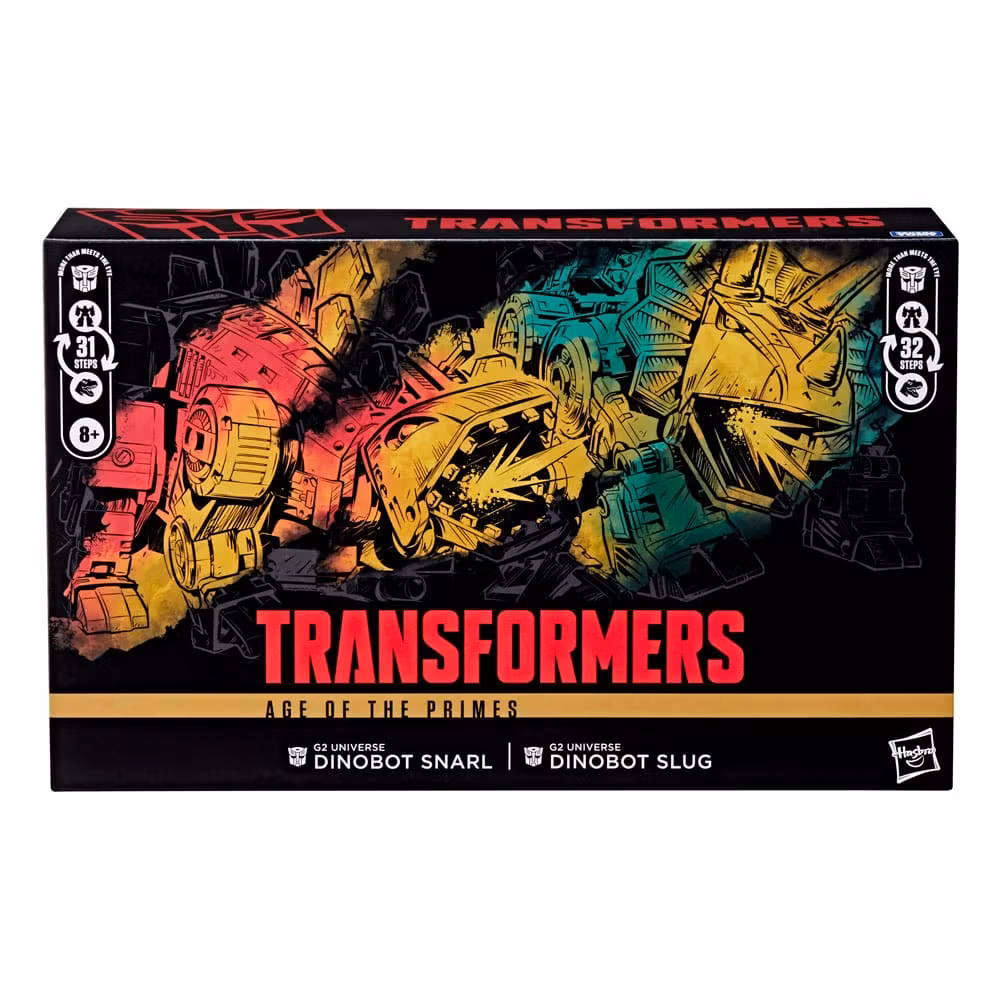 Transformers Age of the Primes Leader Class Action Figure G2 Universe Dinobots Snarl & Slug 19 cm