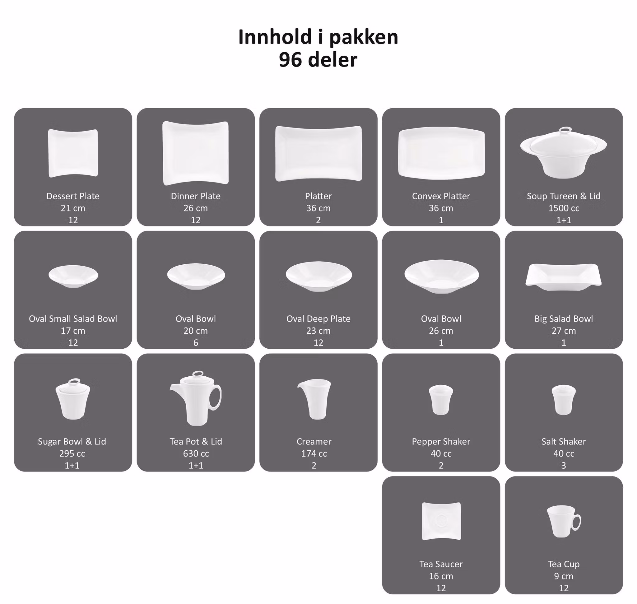 Vinci Kaizer - Komplett servise for 12 personer!