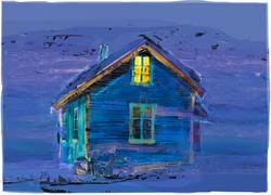 Blå sykkel om natten