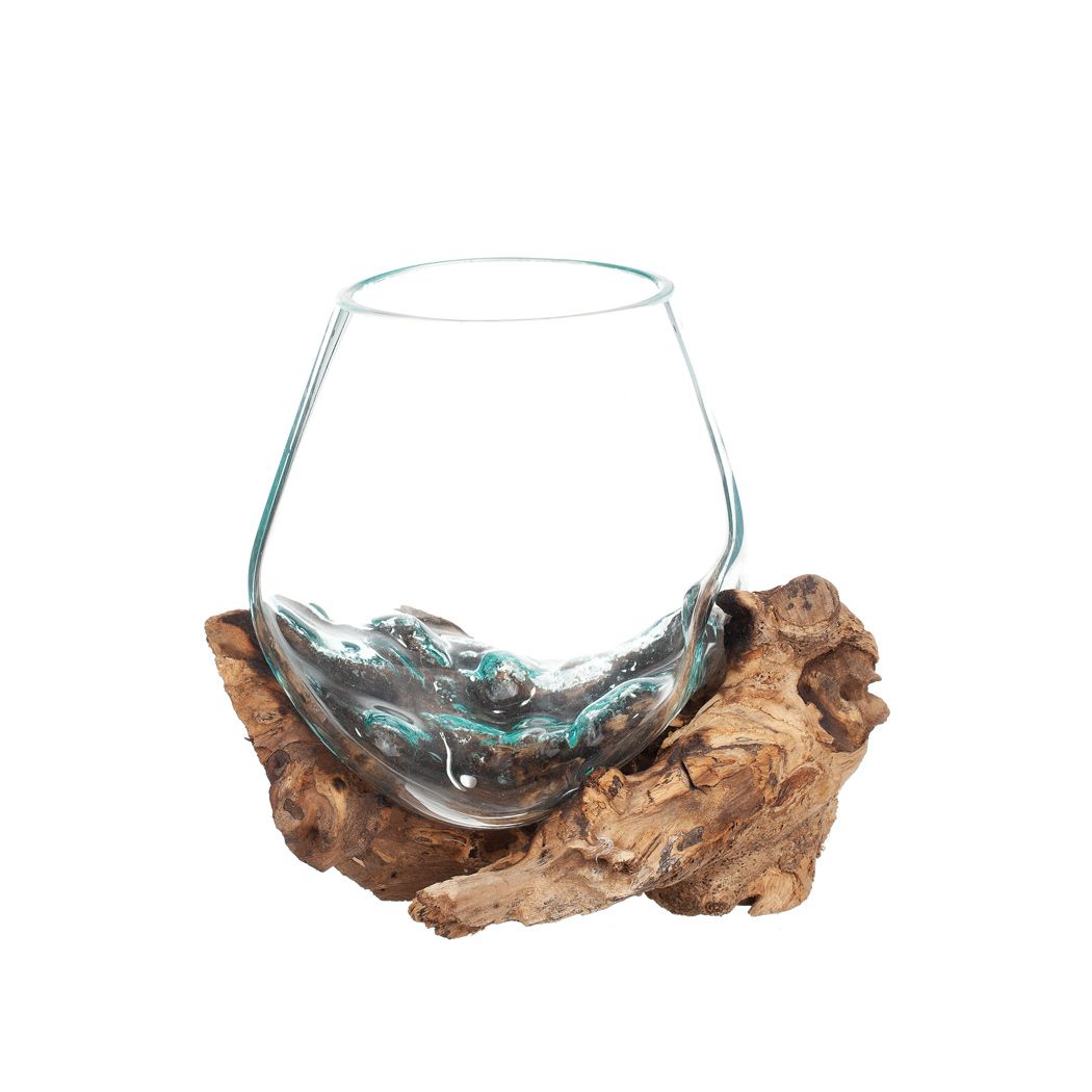 Glasvas på trädrot 20 cm