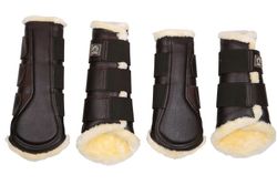 Montar Benskydd med Fårskinn 4-pack - Brun