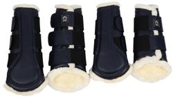 Montar Benskydd med Fårskinn 4-pack - Navy