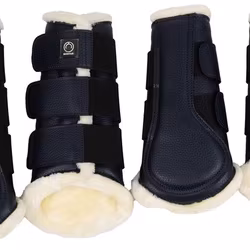 Montar Benskydd med Fårskinn 4-pack - Navy