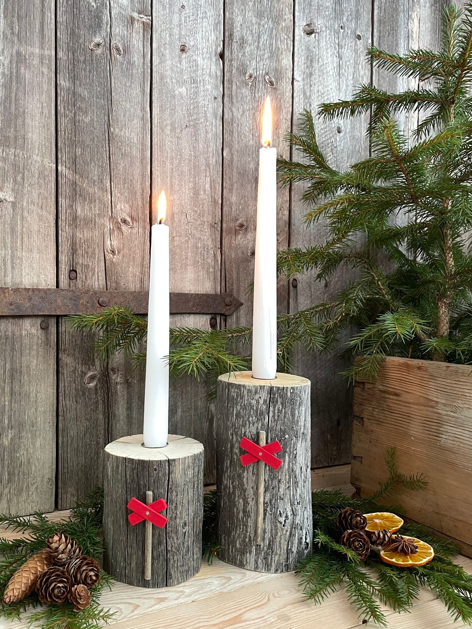 Ljusstake i Torrfura Ledkryss 2-pack