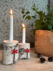 Ljusstake med Ledkryss i Björk 2-pack