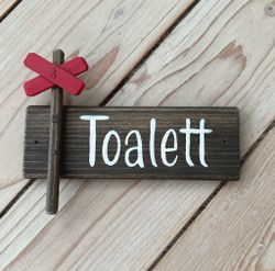 Träskylt Toalett - Ledkryss