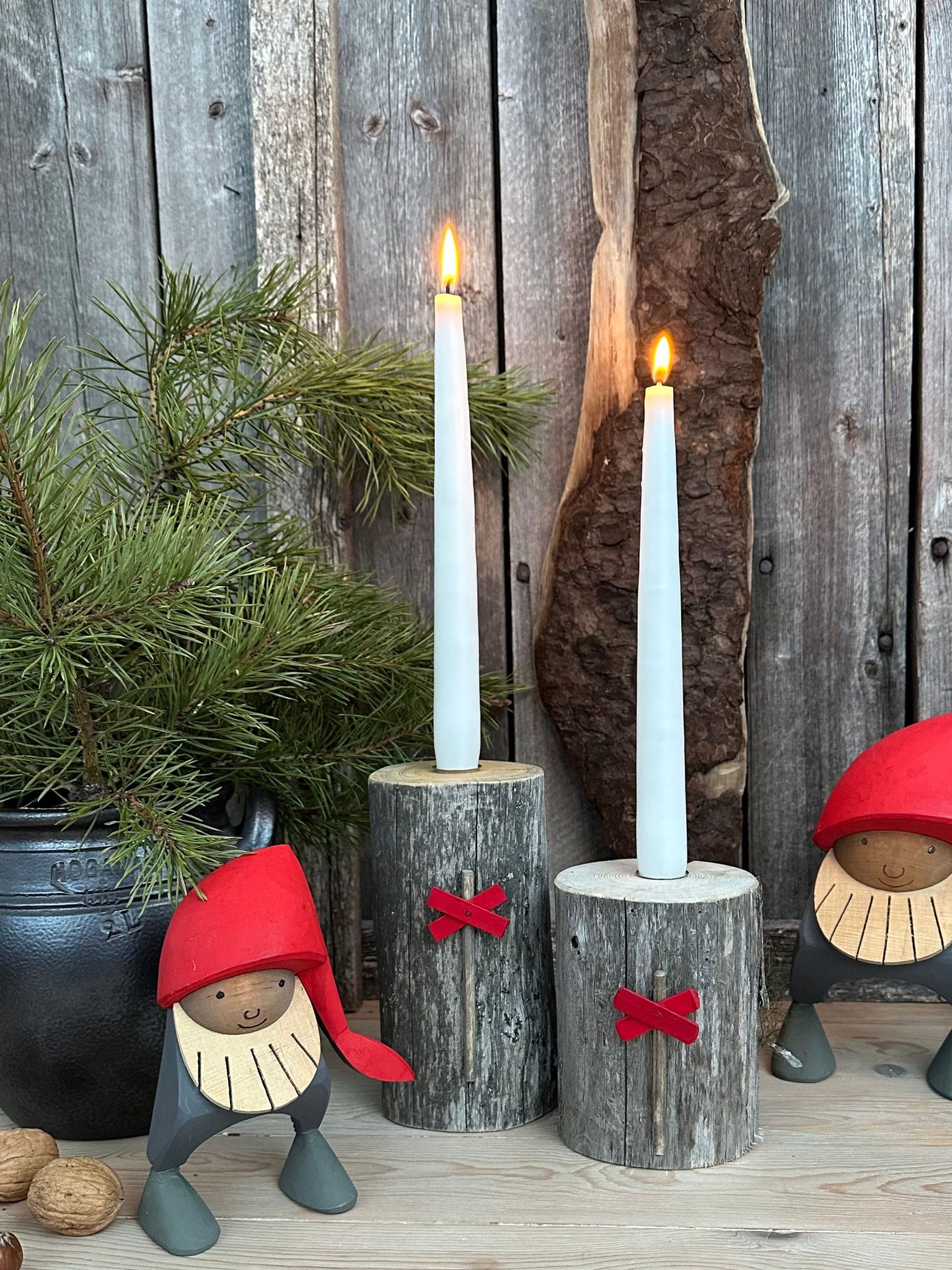 Ljusstake i Torrfura Ledkryss 2-pack