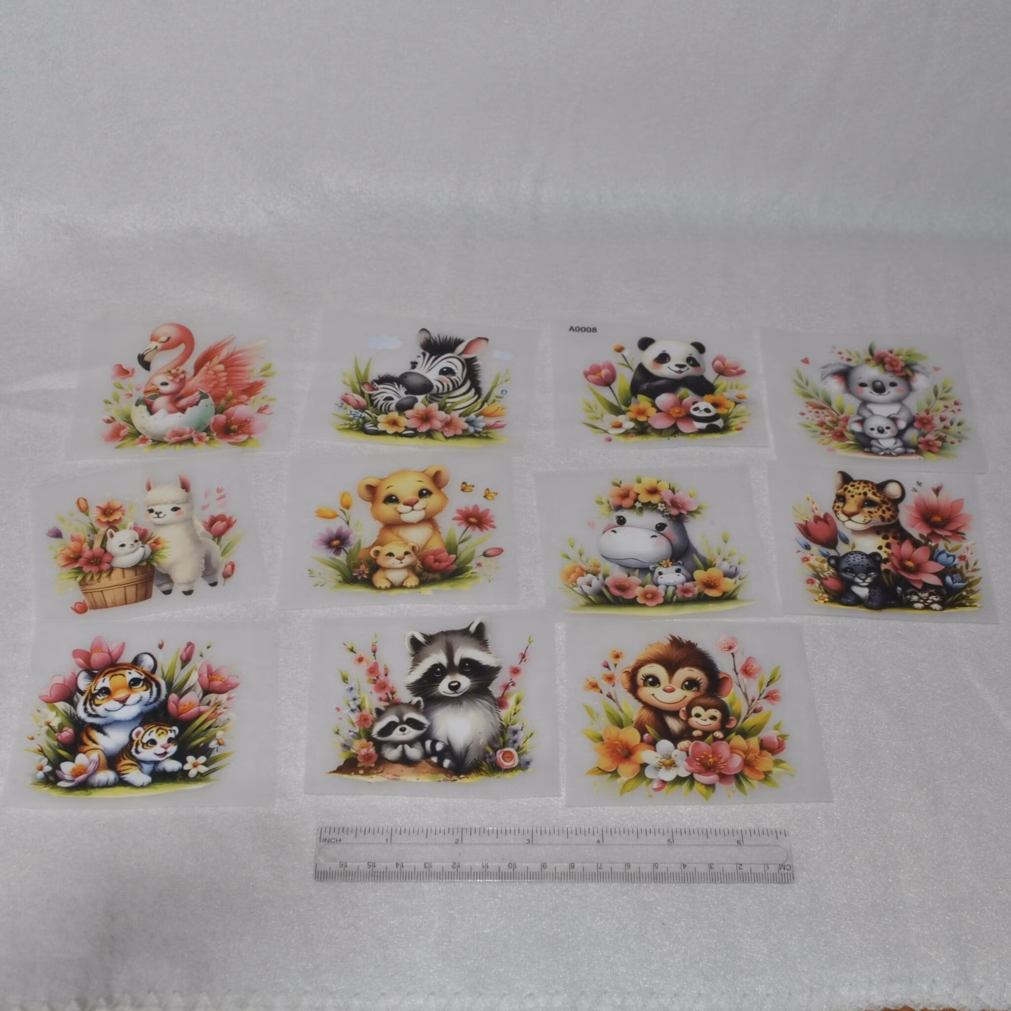 Vinyltryck vilda djur ca 8 x 8 cm