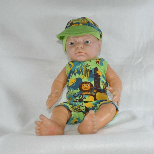 Dock - Dress grön med djungeldjur stl 37 cm