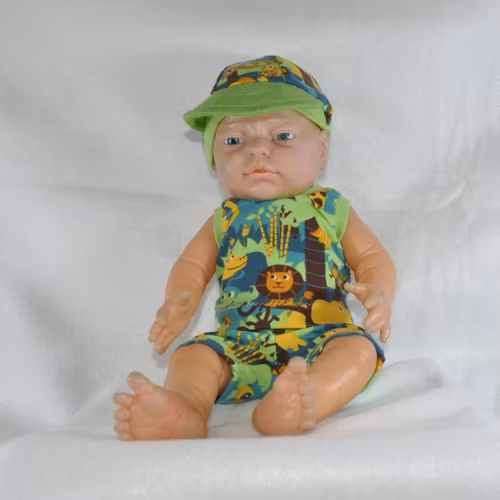 Dock - Dress grön med djungeldjur stl 37 cm