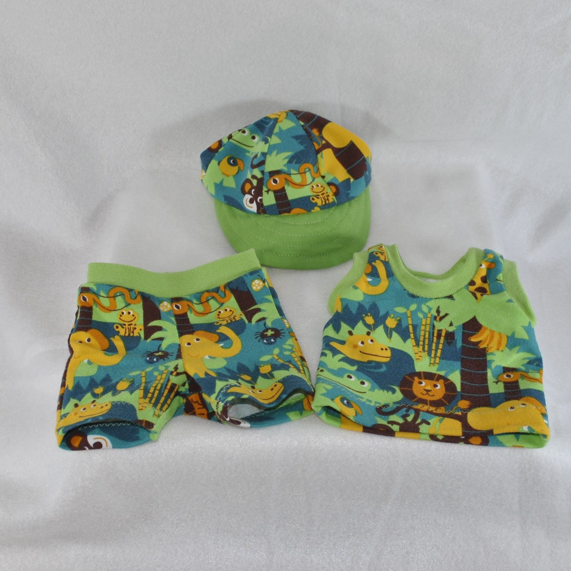 Dock - Dress grön med djungeldjur stl 37 cm