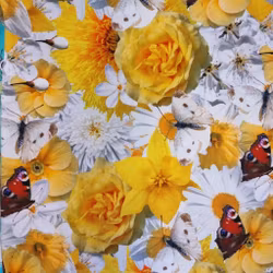 Trikå - Gula blommor