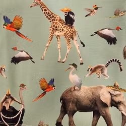 Trikå - Grönt med vilda djur