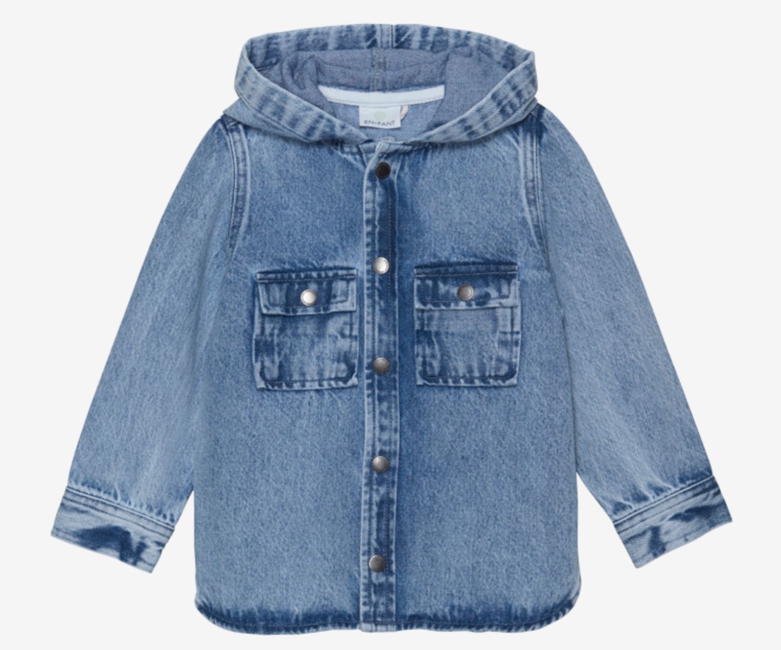 Tuff jeansjacka med huva från danska Enfant. 100% bomull, tvätt 40 grader.