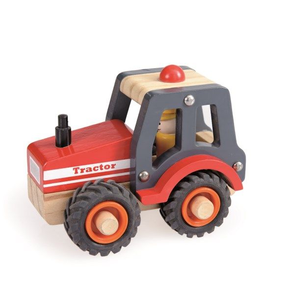 Trätraktor med gummihjul