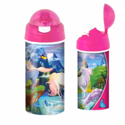 Sugrörsflaska med enhörning och 3D-effekt