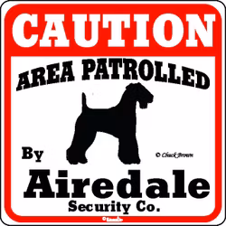 Skylt, Caution – Airedaleterrier