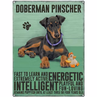 Skylt, metall mini – Dobermann