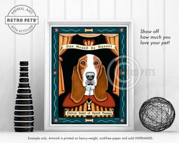 Konsttryck Krista Brooks, Patron Saint Of Speed Bumps – Basset hound