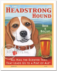 Konsttryck Krista Brooks, The Headstrong Hound – Beagle, vit/brun landskap