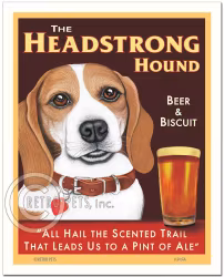 Konsttryck Krista Brooks, The Headstrong Hound – Beagle, vit/brun enfärgad