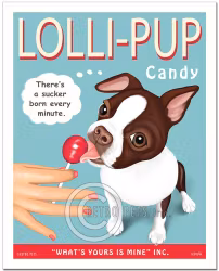 Konsttryck Krista Brooks, Lolli-pup – Bostonterrier, brun