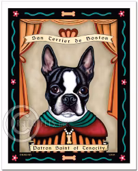 Konsttryck Krista Brooks, Patron Saint Of Tenacity – Bostonterrier, svart