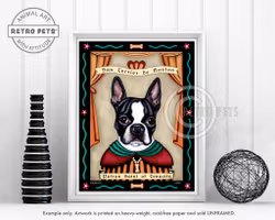 Konsttryck Krista Brooks, Patron Saint Of Tenacity – Bostonterrier, svart