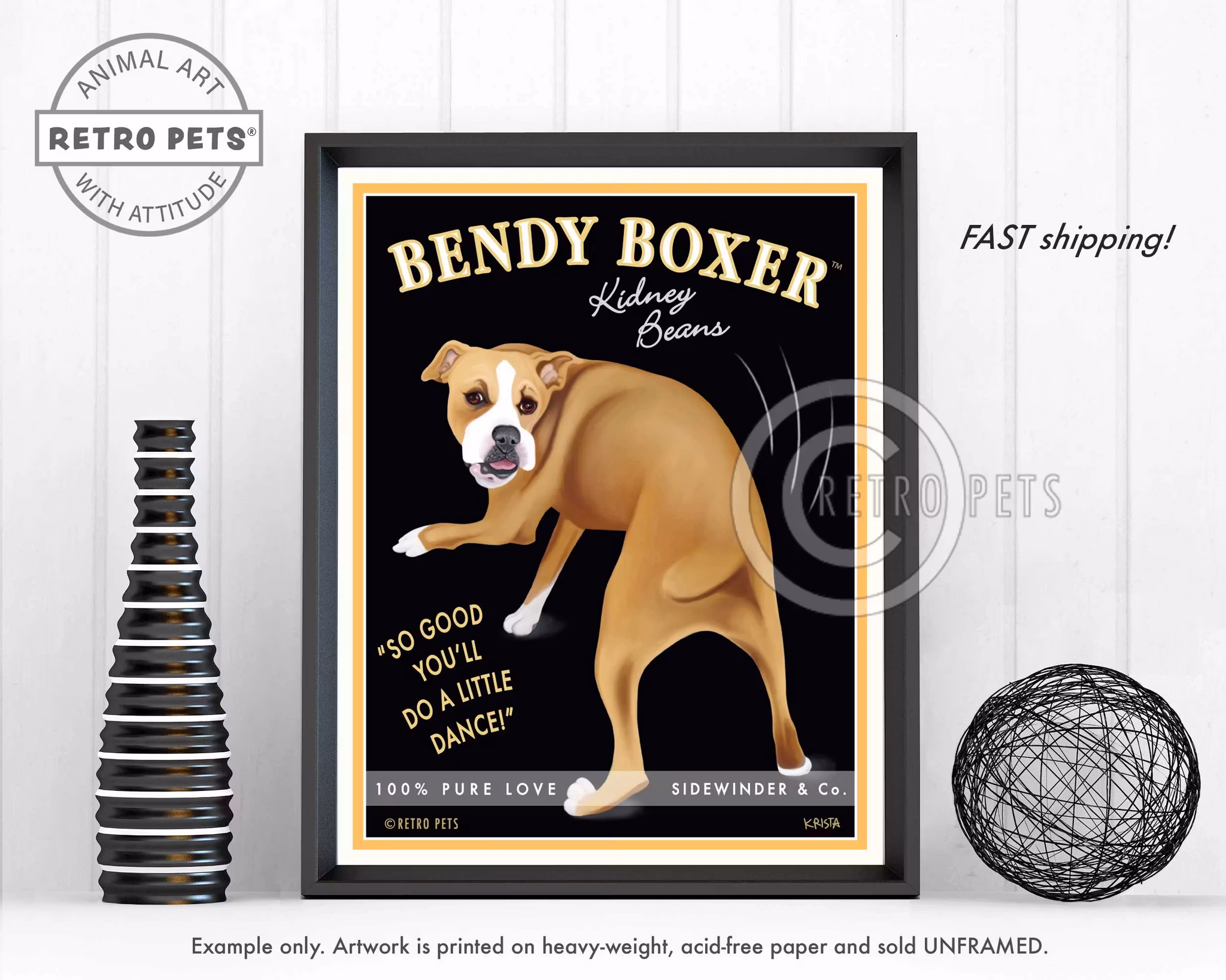 Konsttryck Krista Brooks, Bendy Boxer – Boxer