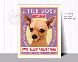 Konsttryck Krista Brooks, Little Boss Lager – Chihuahua