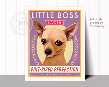 Konsttryck Krista Brooks, Little Boss Lager – Chihuahua