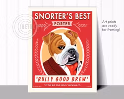 Konsttryck Krista Brooks, Snorter's Best – Engelsk bulldogg