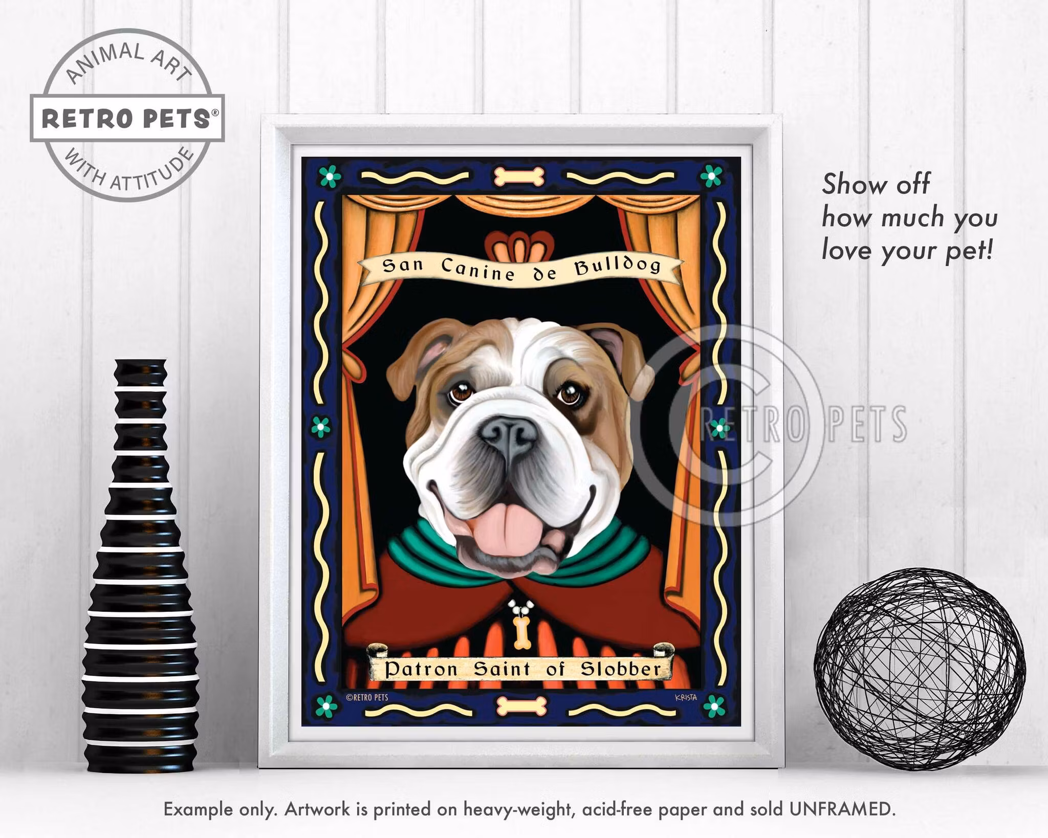 Konsttryck Krista Brooks, Patron Saint Of Slobber – Engelsk bulldogg