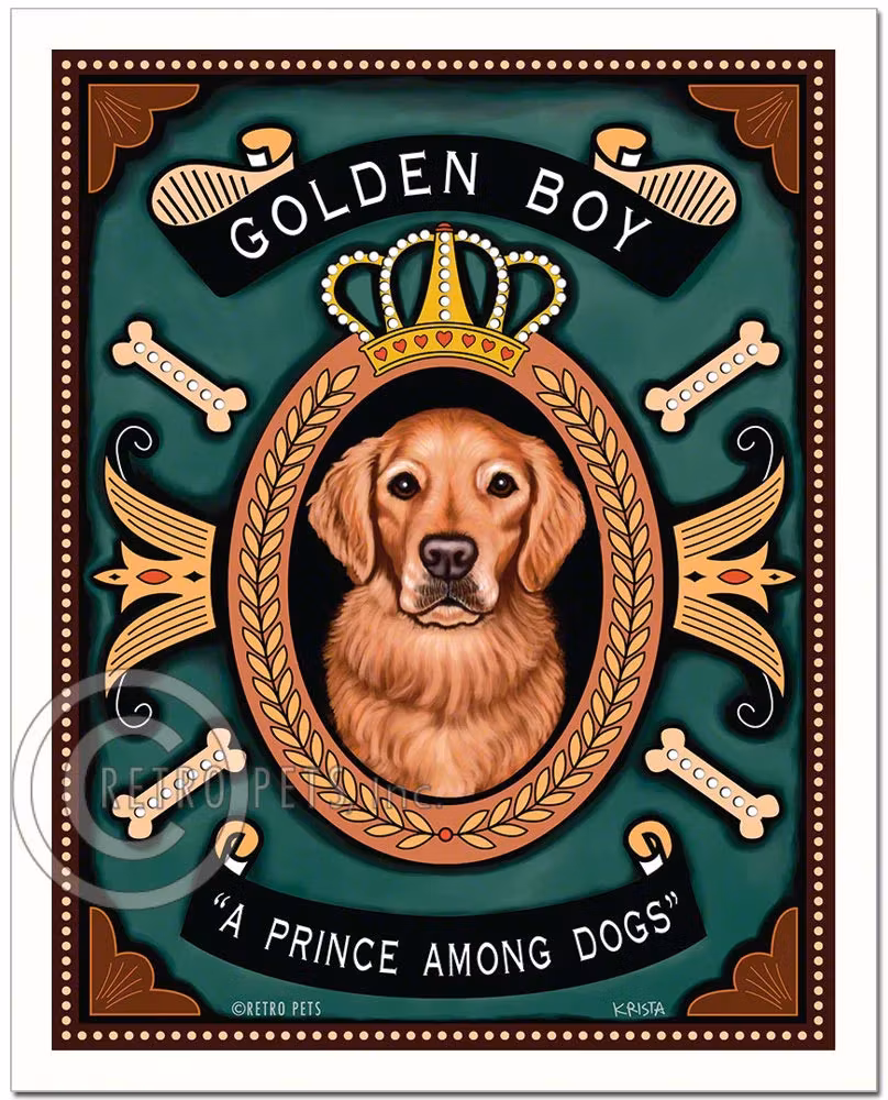 Konsttryck Krista Brooks, Golden Boy – Golden retriever