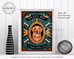 Konsttryck Krista Brooks, Golden Boy – Golden retriever