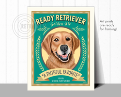 Konsttryck Krista Brooks, Ready Retriever Golden Ale – Golden retriever
