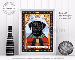 Konsttryck Krista Brooks, Patron Saint Of Tennis Balls – Labrador retriever, svart