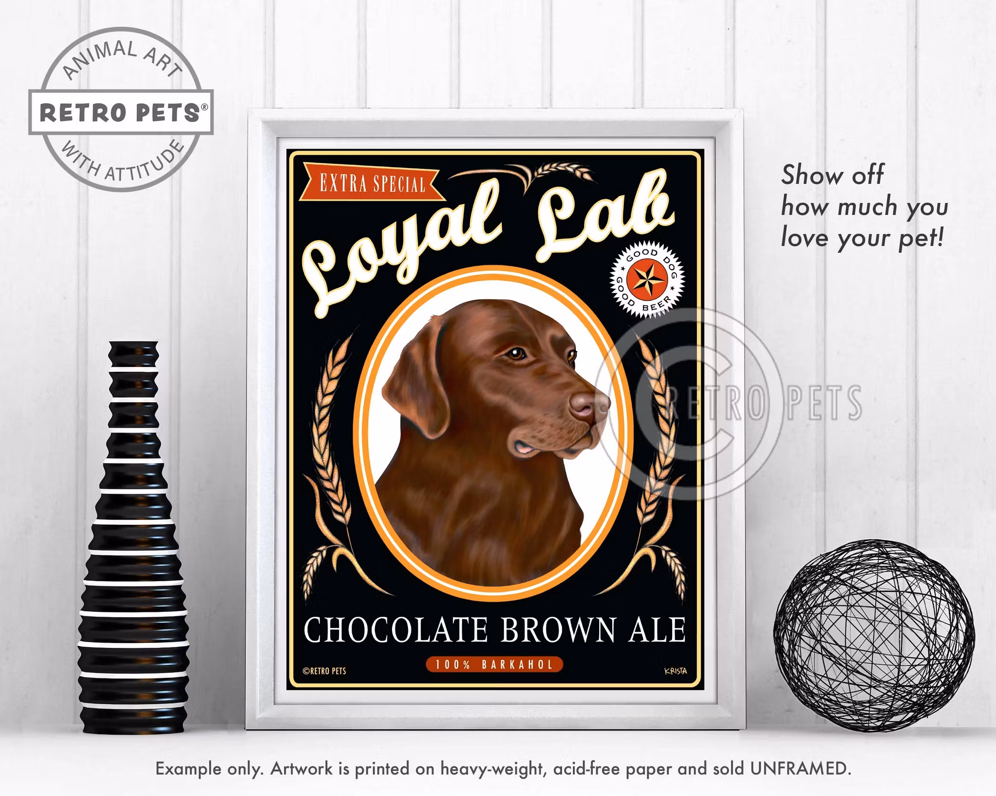 Konsttryck Krista Brooks, Chocolate Brown Ale – Labrador retriever, choklad