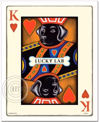 Konsttryck Krista Brooks, King Of Hearts – Labrador retriever, svart