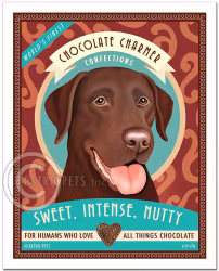 Konsttryck Krista Brooks, Chocolate Charmer – Labrador retriever, choklad