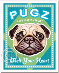 Konsttryck Krista Brooks, Pugz Candy – Mops