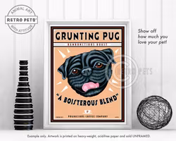 Konsttryck Krista Brooks, Grunting Pug – Mops