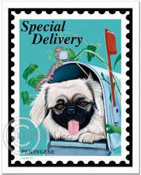 Konsttryck Krista Brooks, Special Delivery Pekingese – Pekingese