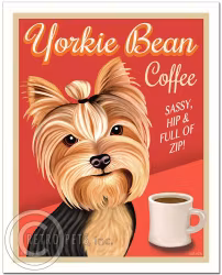 Konsttryck Krista Brooks, Yorkie Bean Coffee – Yorkshireterrier