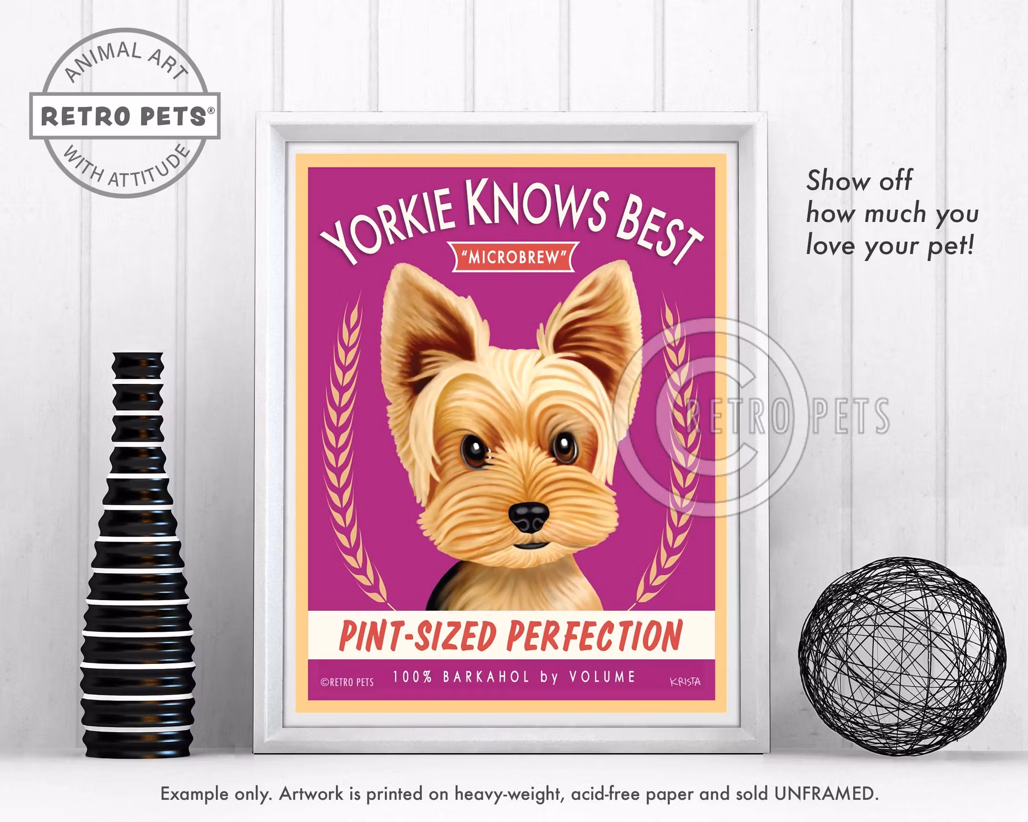 Konsttryck Krista Brooks, Yorkie Knows Best – Yorkshireterrier