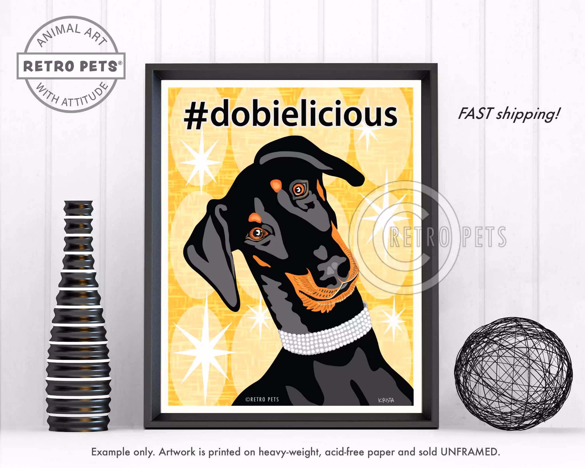 Konsttryck Krista Brooks, #dobielicious – Dobermann